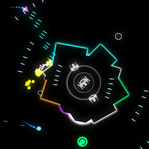 A screenshot of the game Notwendiges Übel, with some space shooting going on.