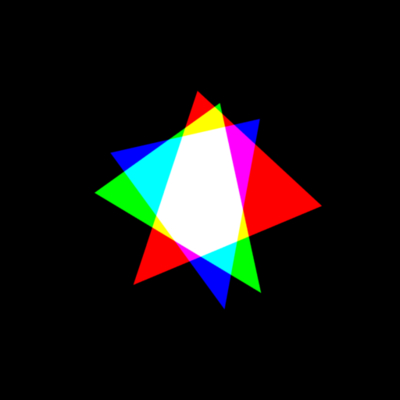 A screenshot of a simple music visualization with triangles